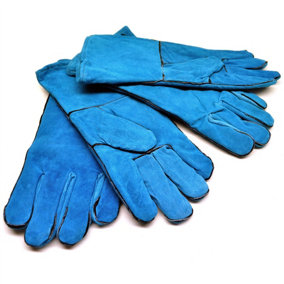 Safety Protection Welding Gardening Gloves Suede Gauntlets Two Pairs