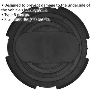 Safety Rubber Jack Pad - Type B Design - 104mm Circle - Fits Over Jack Saddle