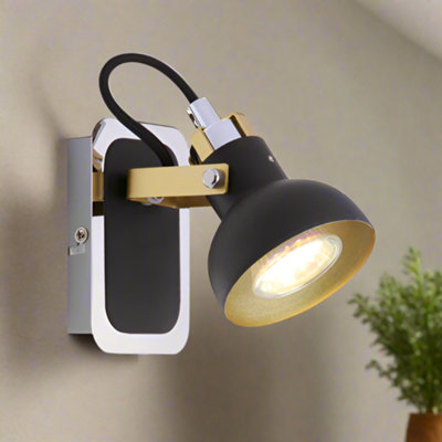 SAFF - CGC Black Adjustable Wall Ceiling Light With Gold and Chrome Detail