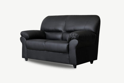 Saga 2 Seater Coventry Leather Sofa in Black