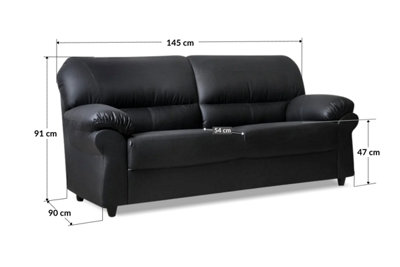 Saga 2 Seater Coventry Leather Sofa in Black