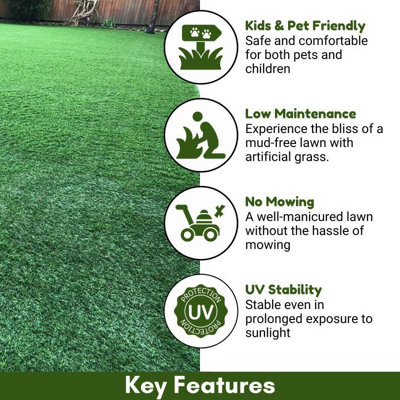 Sage 40mm Outdoor Artificial Grass, Plush Outdoor Artificial Grass, Pet-Friendly Artificial Grass-17m(55'9") X 4m(13'1")-68m²