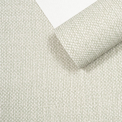 Sage Fabric Effect Wallpaper Green Textured Twill Weave Pattern Thick ...