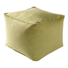 Sage Faux Suede Cube Pouffe Footrest - Stain & Spill Resistant Lightweight Square Beanbag Footstool Seat - 37 x 37 x 29cm