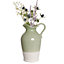 Sage Green and White Two Tone Table Decoration Pitcher Jug Flower Vase
