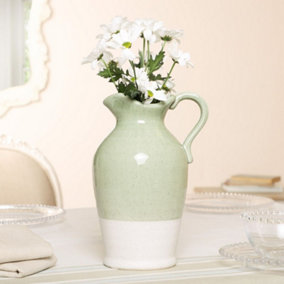 Sage Green and White Two Tone Table Decoration Pitcher Jug Vase