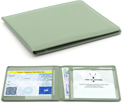 Sage Green Disabled Badge Holder for Car Blue Badge Parking Permit Wallet Protector