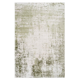 Sage Green Distressed Abstract Bedroom Living Area Rug 160x230cm