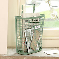 Sage Green Metal Indoor Wall Storage Basket Gift for Father's Day