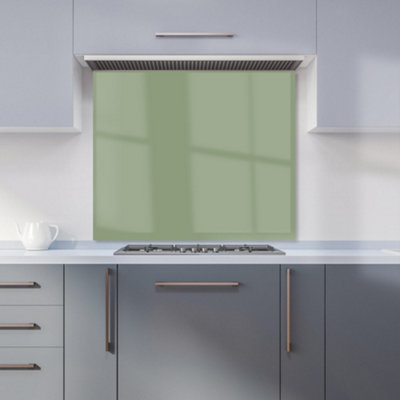 Sage Green Premium Glass Kitchen Splashback W600mm x H600mm