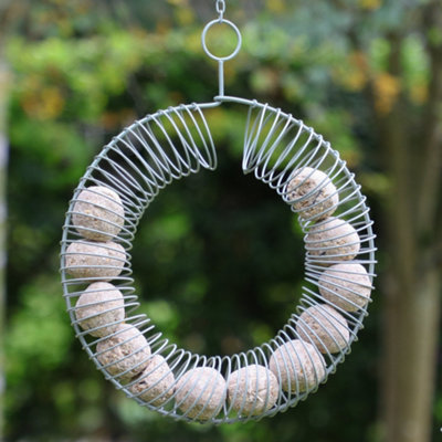 Sage Green Round Wire Outdoor Garden Decor Bird Feeder