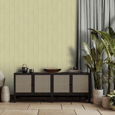Sage Green Wallpaper Tongue And Groove Style Painted Faux Effect Wooden Panels