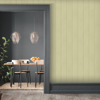 Sage Green Wallpaper Tongue And Groove Style Painted Faux Effect Wooden Panels