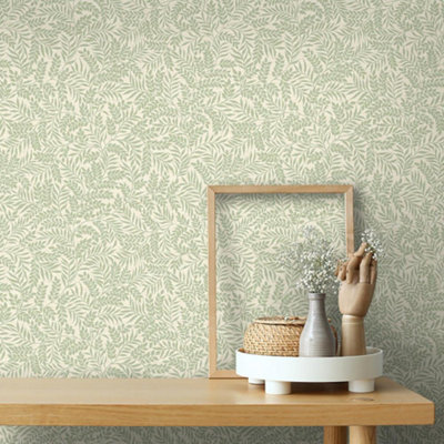 Sage Mini Leaf Holden Wallpaper Natural Floral Branch Tree Green Contemporary
