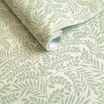 Sage Mini Leaf Holden Wallpaper Natural Floral Branch Tree Green Contemporary