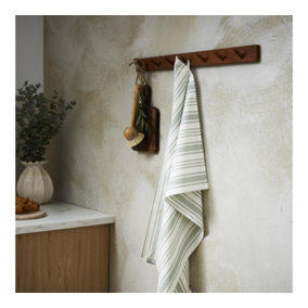 Sage Stripe Graphic Print 100% Cotton Tea Towel