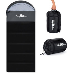 SAIL 'One' Waterproof Sleeping Bag 3-4 Season Indoor & Outdoor Camping Hiking - Black