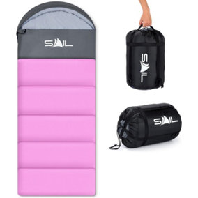 SAIL 'One' Waterproof Sleeping Bag 3-4 Season Indoor & Outdoor Camping Hiking - Pink