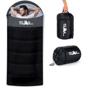 SAIL XL Sleeping Bag Extra Wide for Big & Tall Person 3-4 Season - Black
