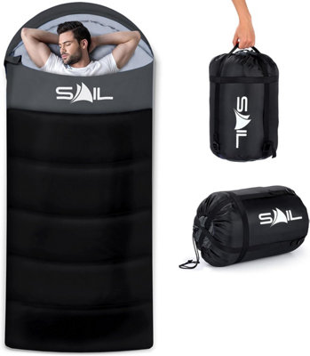 SAIL XL Sleeping Bag Extra Wide Large for Big & Tall Person 3 Season Adult - Black