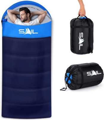 SAIL XL Sleeping Bag Extra Wide Large for Big & Tall Person 3 Season Adult - Blue