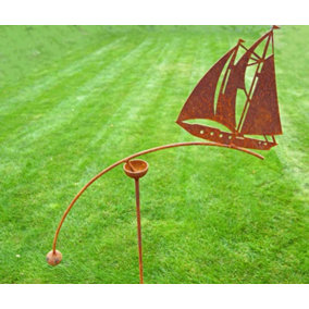 Sailing Boat Wind Rocker Single Bare Metal/Ready to Rust - Steel - L66 x W54 x H148.5 cm