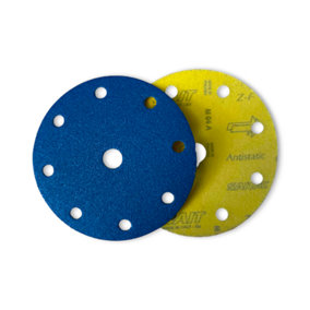 Sait 150mm 8+1 Hole Zirconia Hook & Loop Velcro Backed Sanding Discs - 100 Grit - Pack of 25