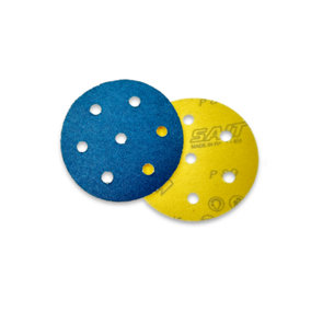 Sait 90mm 7 Hole Zirconia Velcro Backing Sanding Discs - 100 Grit - Pack of 25