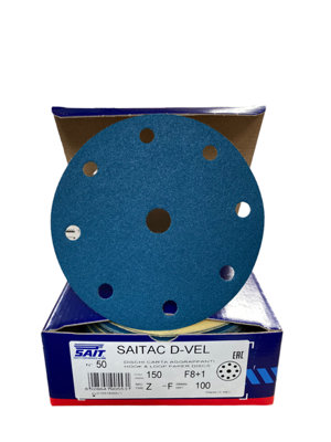 Sait Saitac D-vel 150mm Z-f Zirconia Hook & Loop Sanding Disc - 100 Grit - Box Of 50