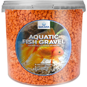 Sakana 2.5L Orange Fluorescent Fish Gravel - Decorative Neon Pond Tank Aquatic Stones