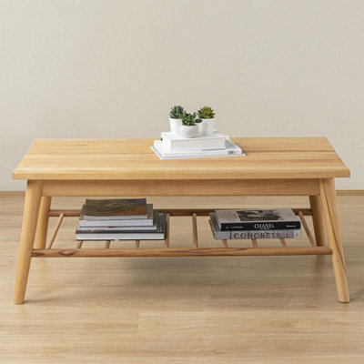 Beech coffee clearance table with storage