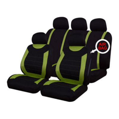 Sakura Full set of Black and Green Car Seat Covers