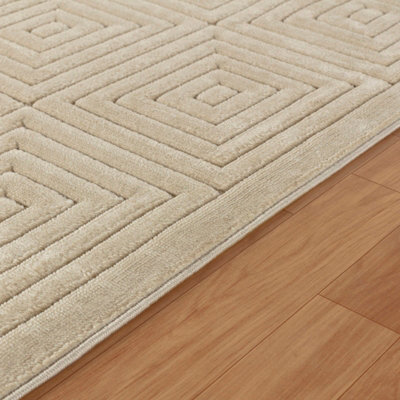 SAKURA In- & Outdoor 3D High & Low Pile Textured Beige Area Rug 160 x 220 cm