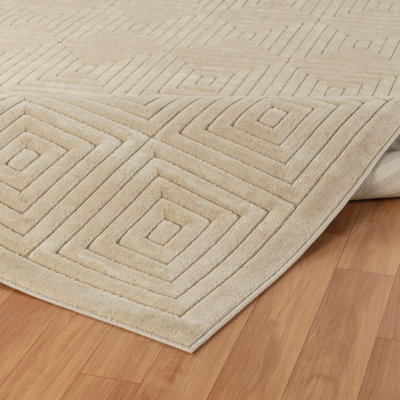 SAKURA In- & Outdoor 3D High & Low Pile Textured Beige Area Rug 160 x 220 cm