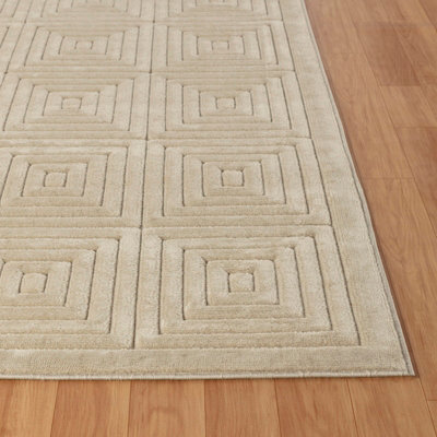 SAKURA In- & Outdoor 3D High & Low Pile Textured Beige Area Rug 160 x 220 cm