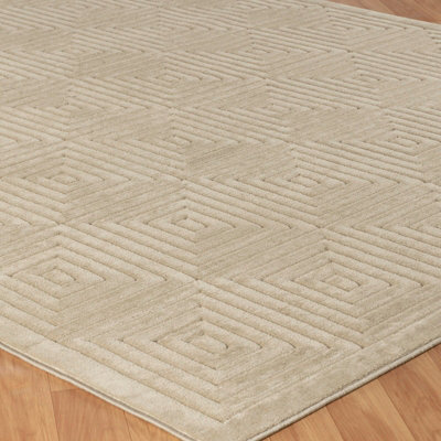 SAKURA In- & Outdoor 3D High & Low Pile Textured Beige Area Rug 160 x 220 cm