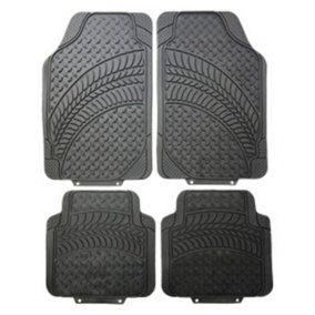 Sakura Set of 4 Rubber Car Mats Tyre Tread Mk2 Pattern