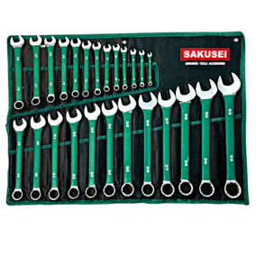 SAKUSEI 25pc Spanner Set 6 - 32mm Soft Grip Combination Spanner Set Metric