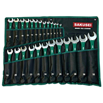 SAKUSEI 25pc Spanner Set 6 - 32mm Soft Grip Combination Spanner Set Metric