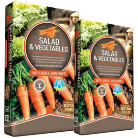 Salad & Vegetables 120 Litres (2 x 60 Litres) Grower Bags With Balanced Nutrients & Water Retention Great Home Growing