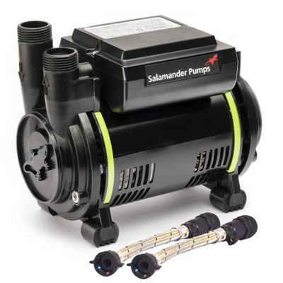 Salamander CT55+ XTRA 1.5 Bar Positive Single Shower Pump +Iso Hoses CT55PLUS
