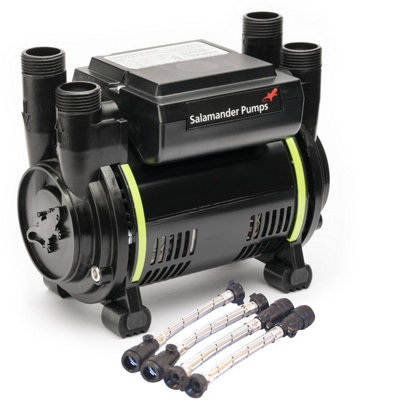 Salamander CT75+ XTRA 2.0 Bar Positive Twin Shower Pump +Iso Hoses CT75PLUS XTRA