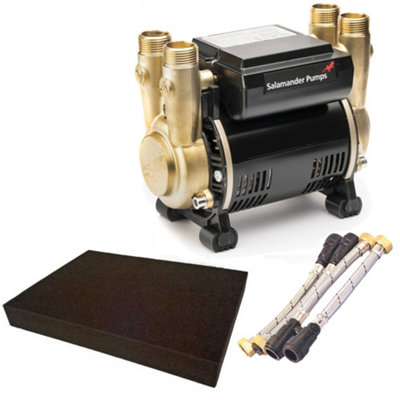 Salamander CTFORCE 20PT 2.0 Bar Brass Twin Impeller Shower Pump + Hoses + Mat Price Comparisons | Compare The Build