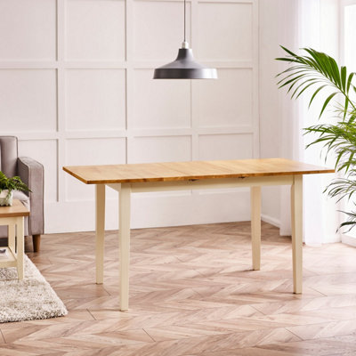Salcombe Extending Rectangular Wooden Table with 4 Whitby Chairs & 1 Large Bench