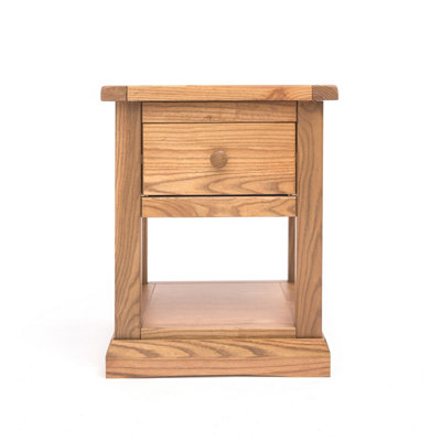 Salerno 1 Drawer w Shelf Bedside Table Wood Knob