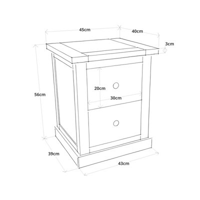 Salerno 2 Drawer Bedside Table Chrome Knob