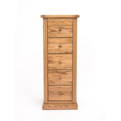 Salerno 5 Drawer Narrow Chest of Drawers Wood Knob