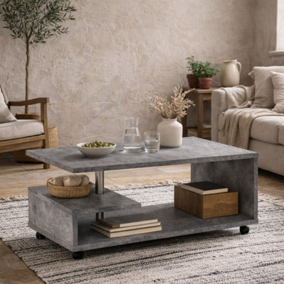 Salford Grey Coffee Table with Open Shelves