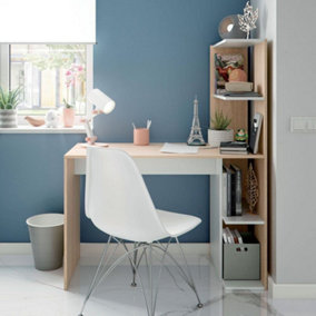 Saliba White And Oak Effect Desk With Bookcase