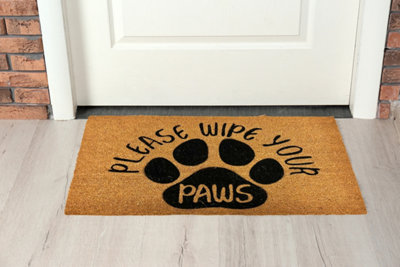 Salike  Coir Doormat with the Design Text of "Please Wipe Your Paws"